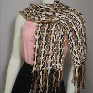 Chic Brown and Cream Woven Scarf